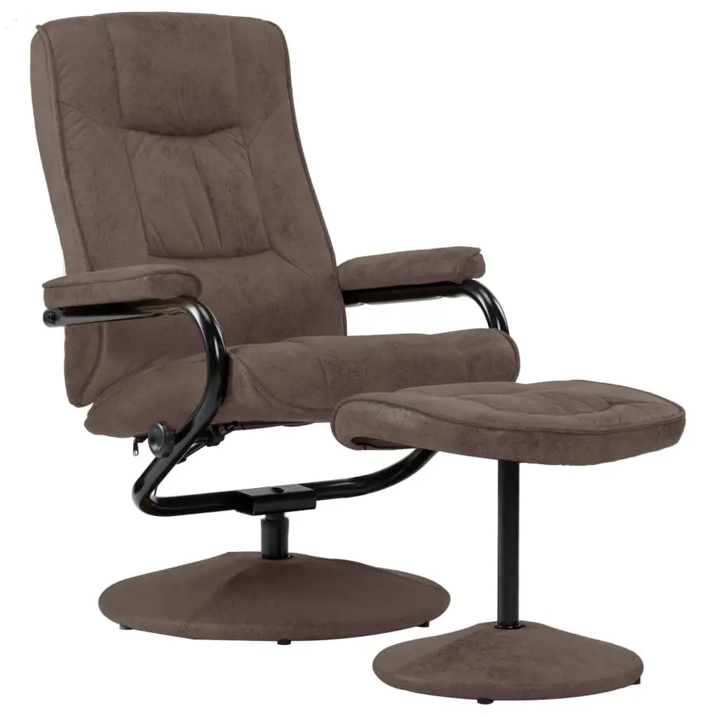 Swivel Recliner Ottoman Brown Faux Suede Leather Outdoor Lounge Chair