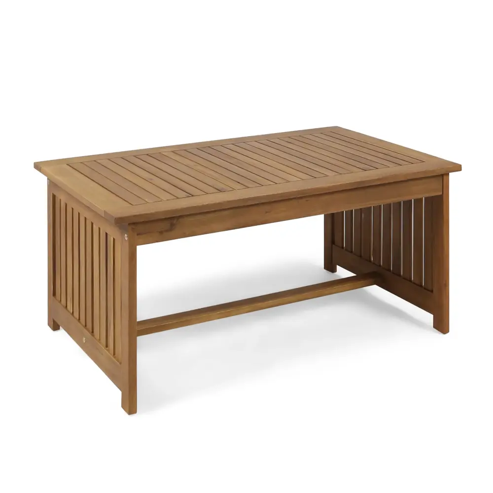 Acacia Wood Rectangular Patio Coffee Table Outside Powder Coated Aluminum