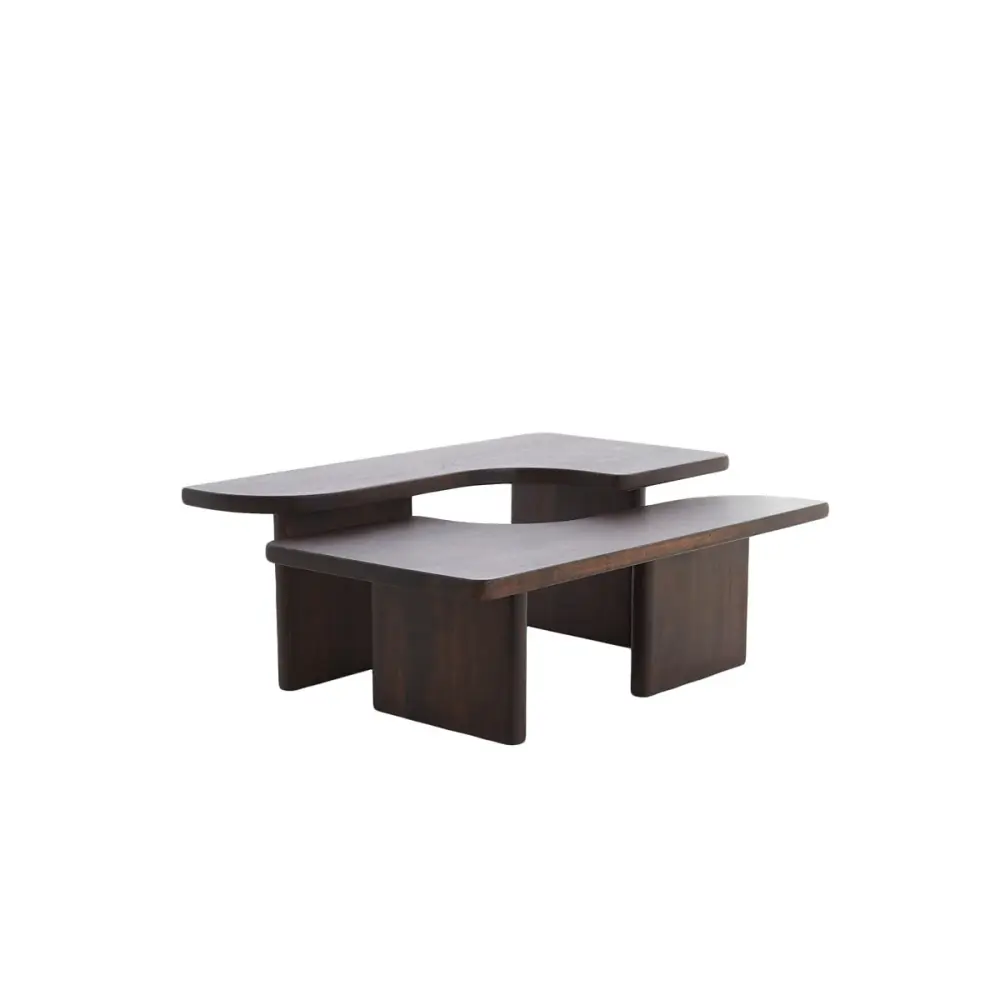 Crato Set 2 Acacia Wood Coffee Tables - Chocolate