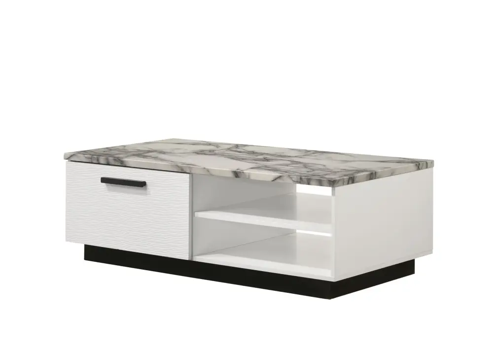 Matilda - Coffee Table White Faux Marble Top - Ivory