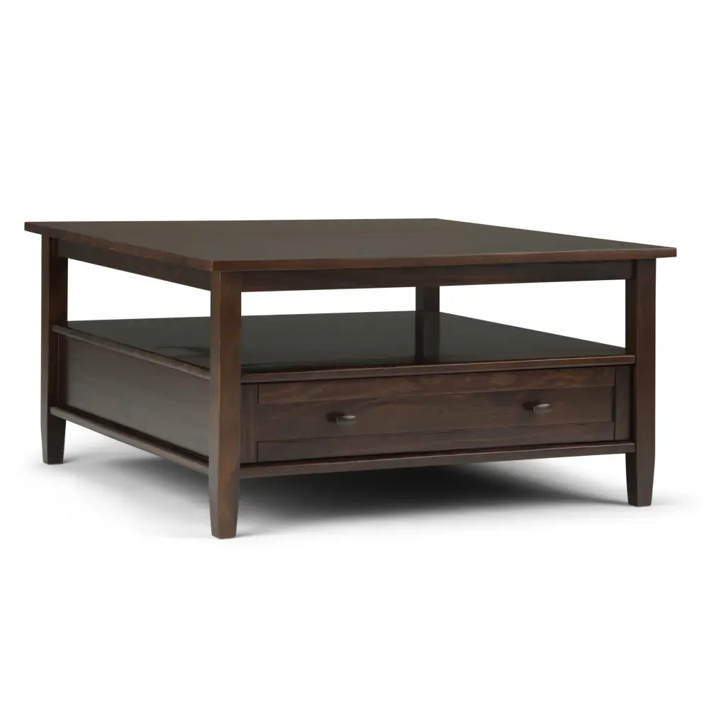Warm Shaker - Square Coffee Table - Tobacco Espresso Quick Fold Design