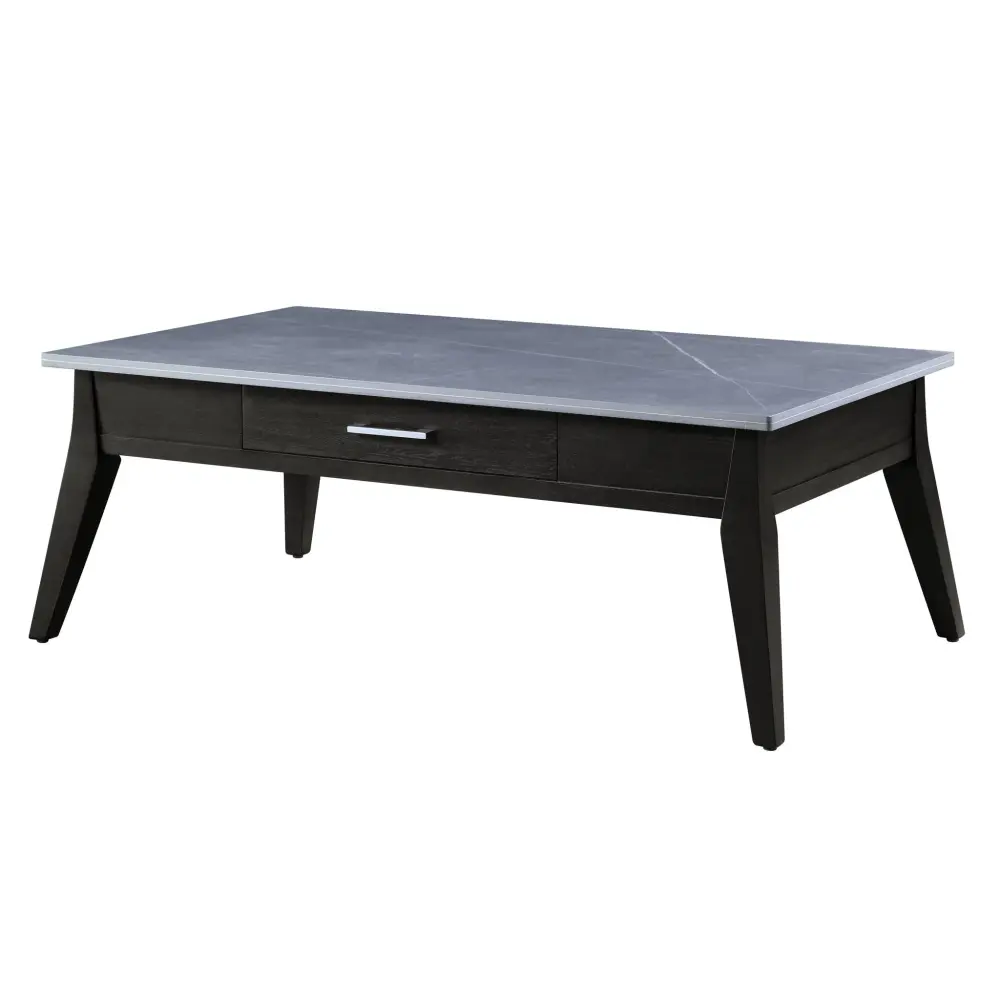 Zemocryss - Sintered Stone Top Coffee Table - Dark Taupe / Gray Tempered Glass Top