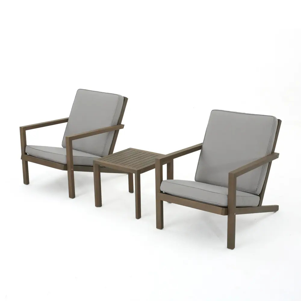 Celestaria - 3 Piece Outdoor Chat Place Adirondack Chairs, Cushions And Side Table