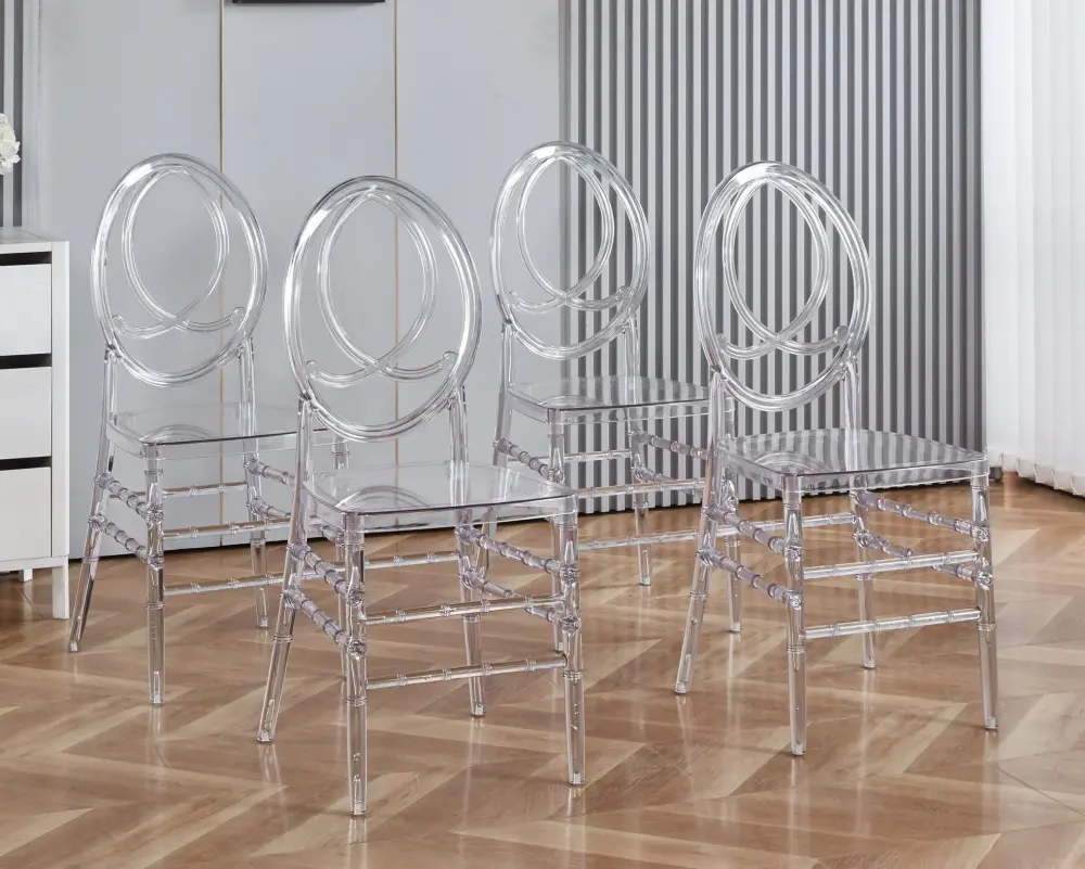 Dining Chair, Plastic Seat, Welding Chair (Set 4) - See-through