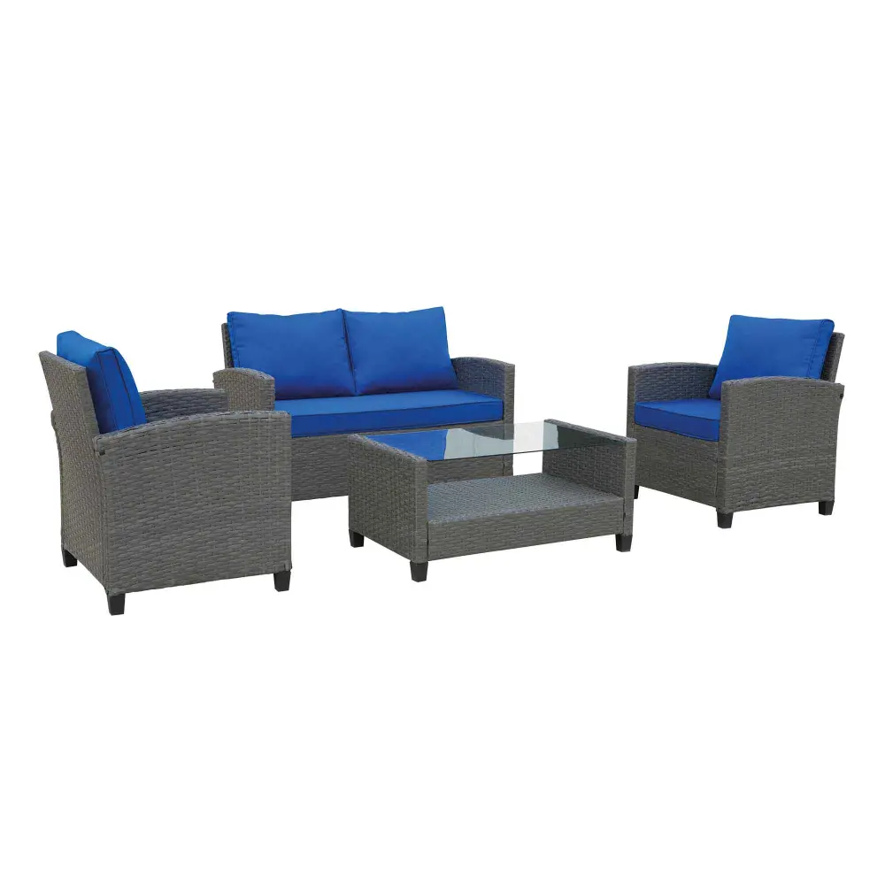 Fontaine Conversation Place Charcoal Grey Wicker, 4-Piece