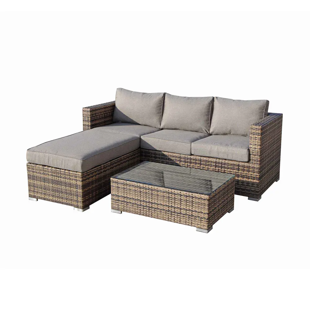 L-Shaped Sofa Delano Aluminum Lounge Conversation Adjust, 3 Pieces