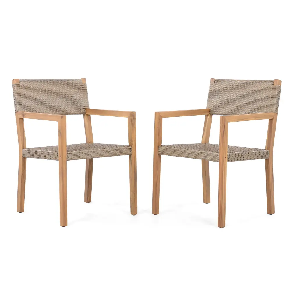 Outdoor Dining Chairs Patios, Gardens place 2) - Light Brown Multi / Light Teak Quick Assembly