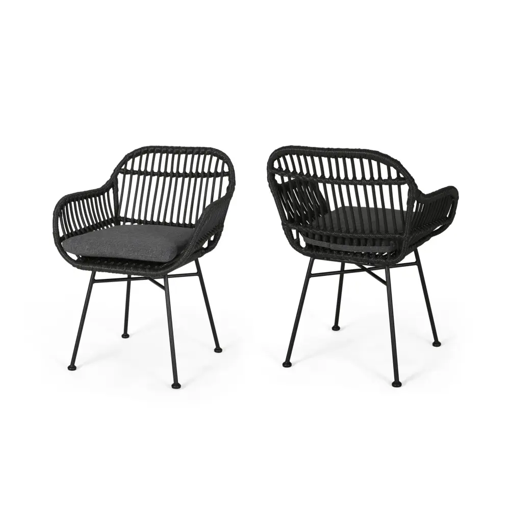Outdoor Rattan Accent Chair Metallic Legs