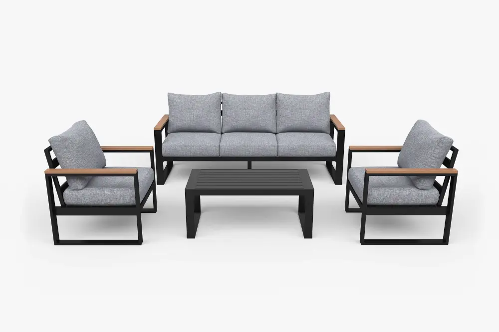 4 Pcs Aluminum Outdoor Conversation Place w Coffee Table