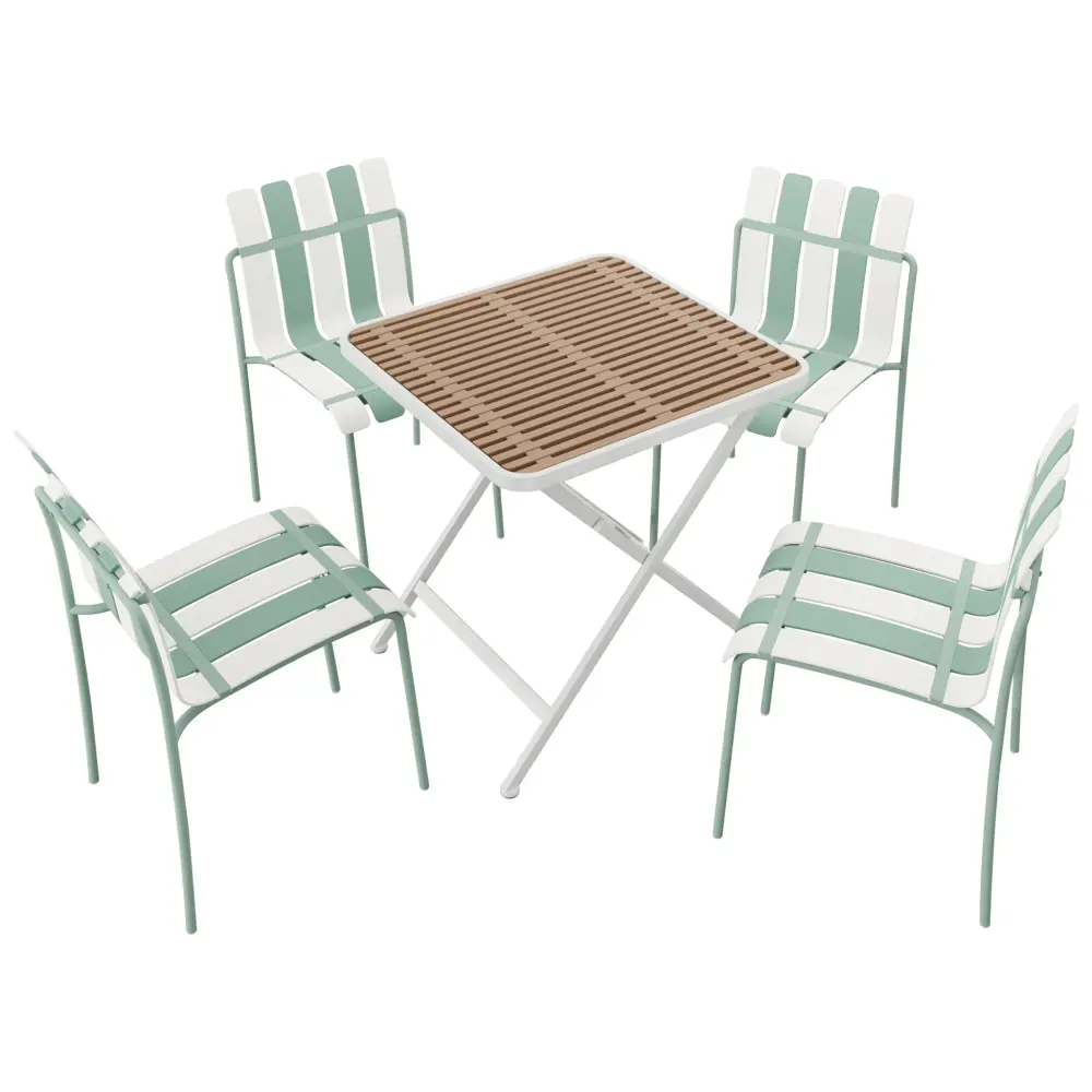 4 Piece Adjust Modern Color Block Designed Single Chairs Folding Square Table