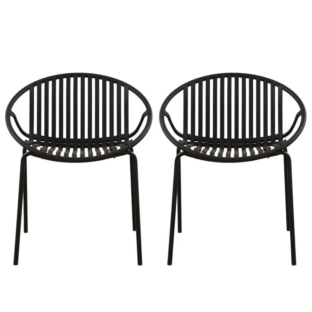 Stackable Outdoor Chairs Breathable Plastic Backrest (Set 2)