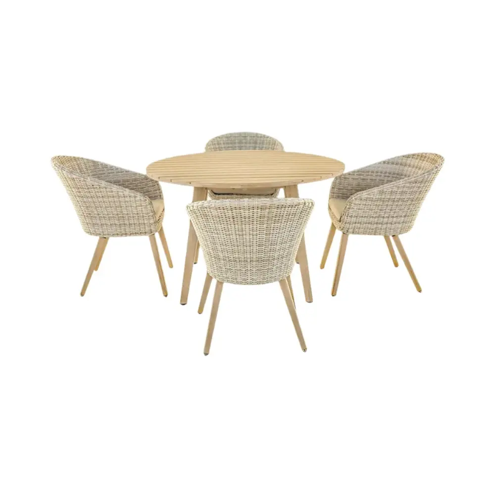 Caroon Outdoor 4 Seater Dining Set - Airy Acacia Wood