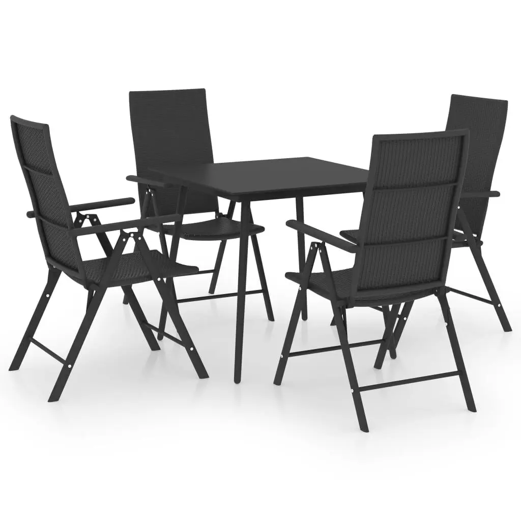 5 Piece Black Patio Dining Set Table and Chairs Outdoor Use