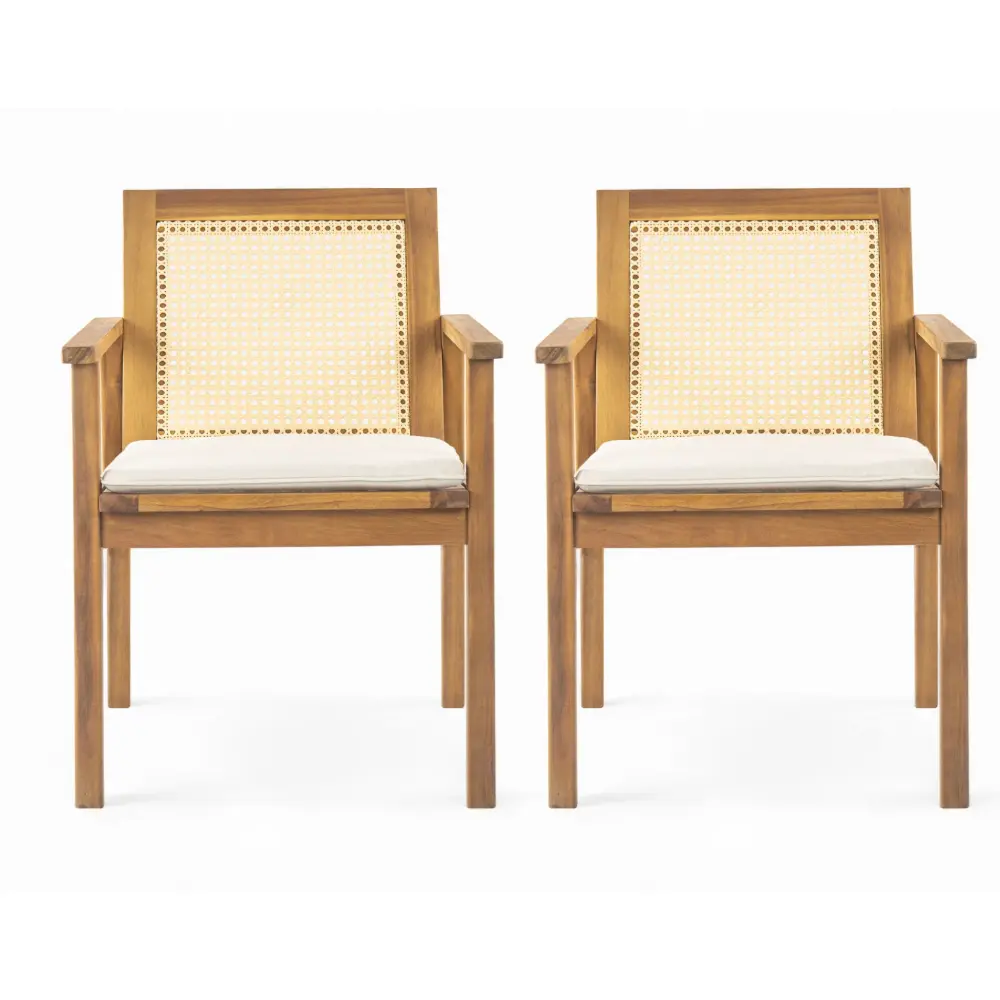 Preston - Outdoor Dining Chair Cushion (Set 2) - Teakwood / Beige
