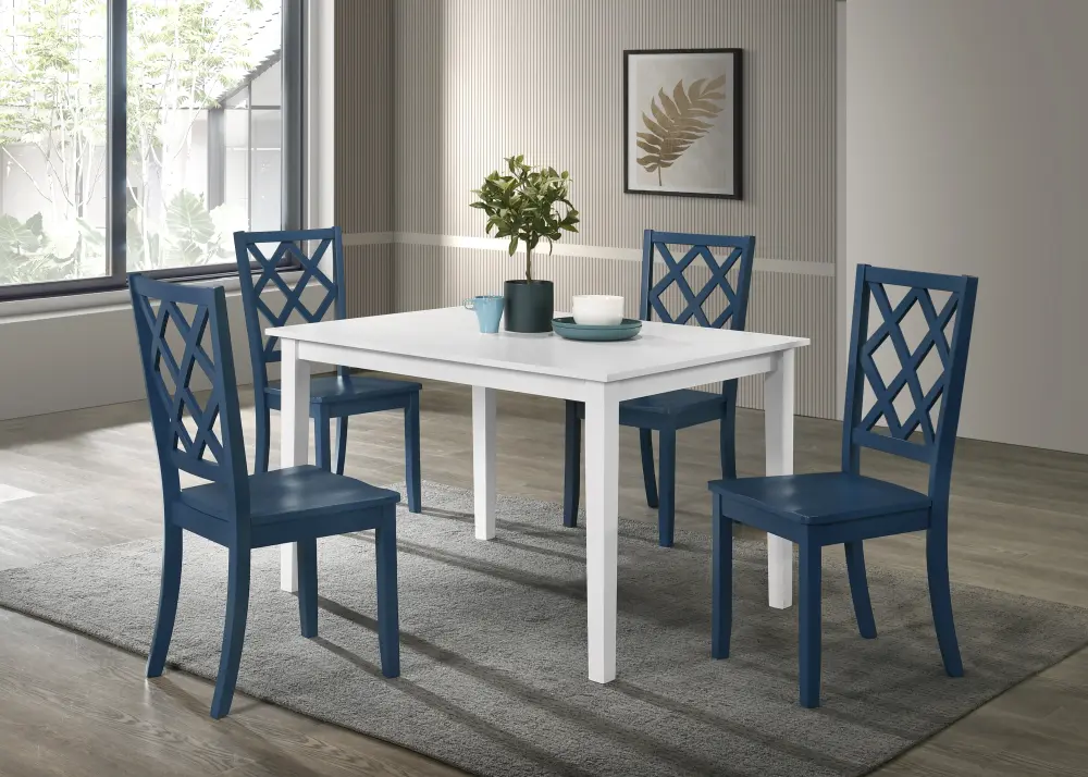 Sandpiper 5 Piece Rectangle Dining Set Indigo Side Chairs