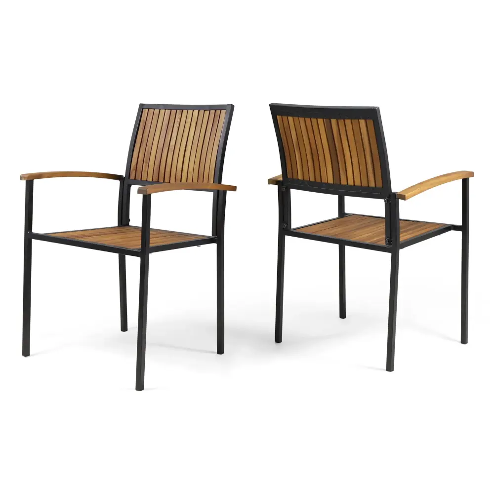 Vermilion - Outdoor Dining Chair Vertical Slat And Timber Arm