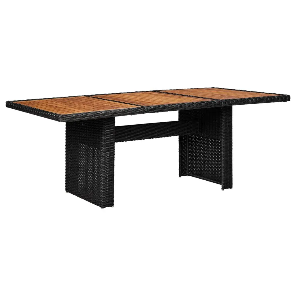 Black Patio Dining Table 78.7x39.4x29.1 Inch Poly Rattan Outdoor Table
