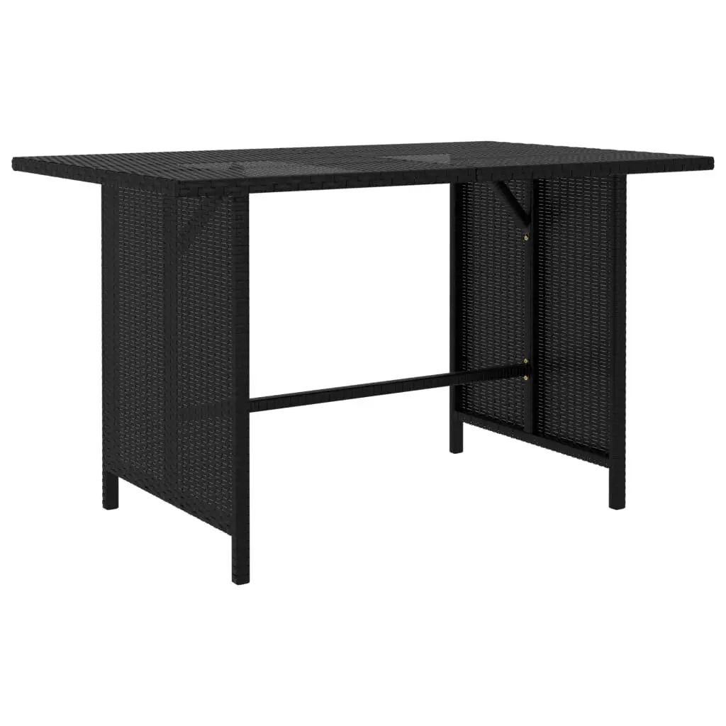 Patio Dining Table Black 43.3x27.6x25.6 Poly Rattan Outdoor Kitchen Table