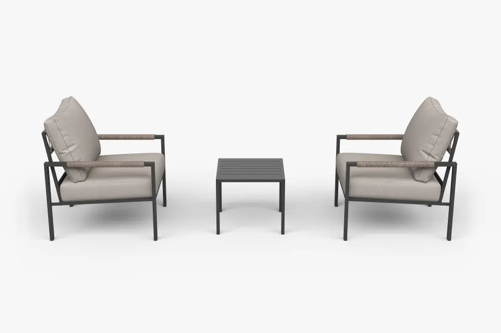 Cushioned Loveseat 3 PCS Metal Patio Furniture Set 5-Inch Dense Cushions