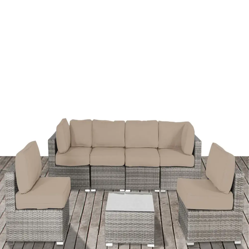 Outdoor Wicker Seating Group Cushions All-Weather PE Rattan