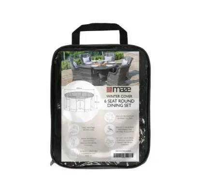 Custom Fit Winter Cover Outdoor Cover 6 Seat Round Dining Set - Midnight