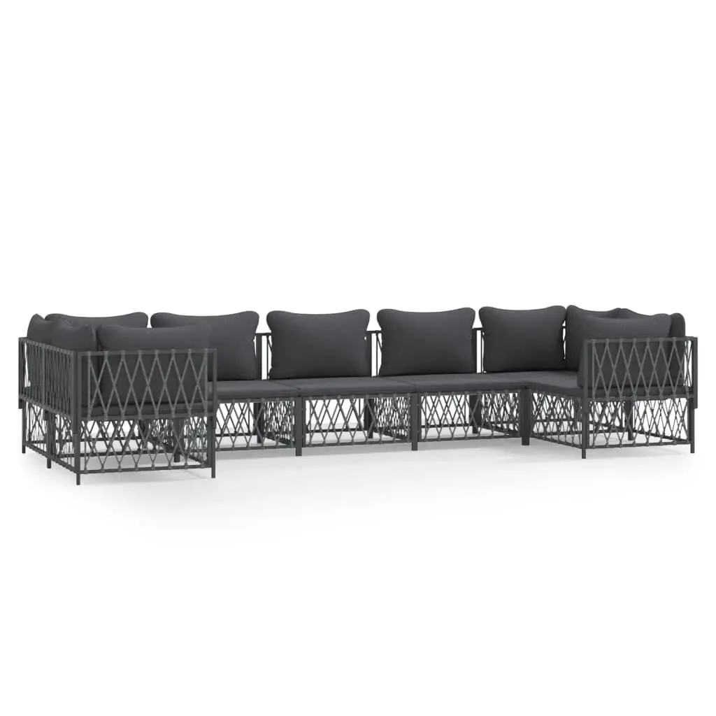 7 Piece Patio Lounge Set Cushions Anthracite Steel Outdoor Furniture