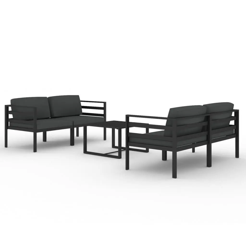 5 Piece Patio Lounge Set Cushions Anthracite Aluminum Outdoor Furniture