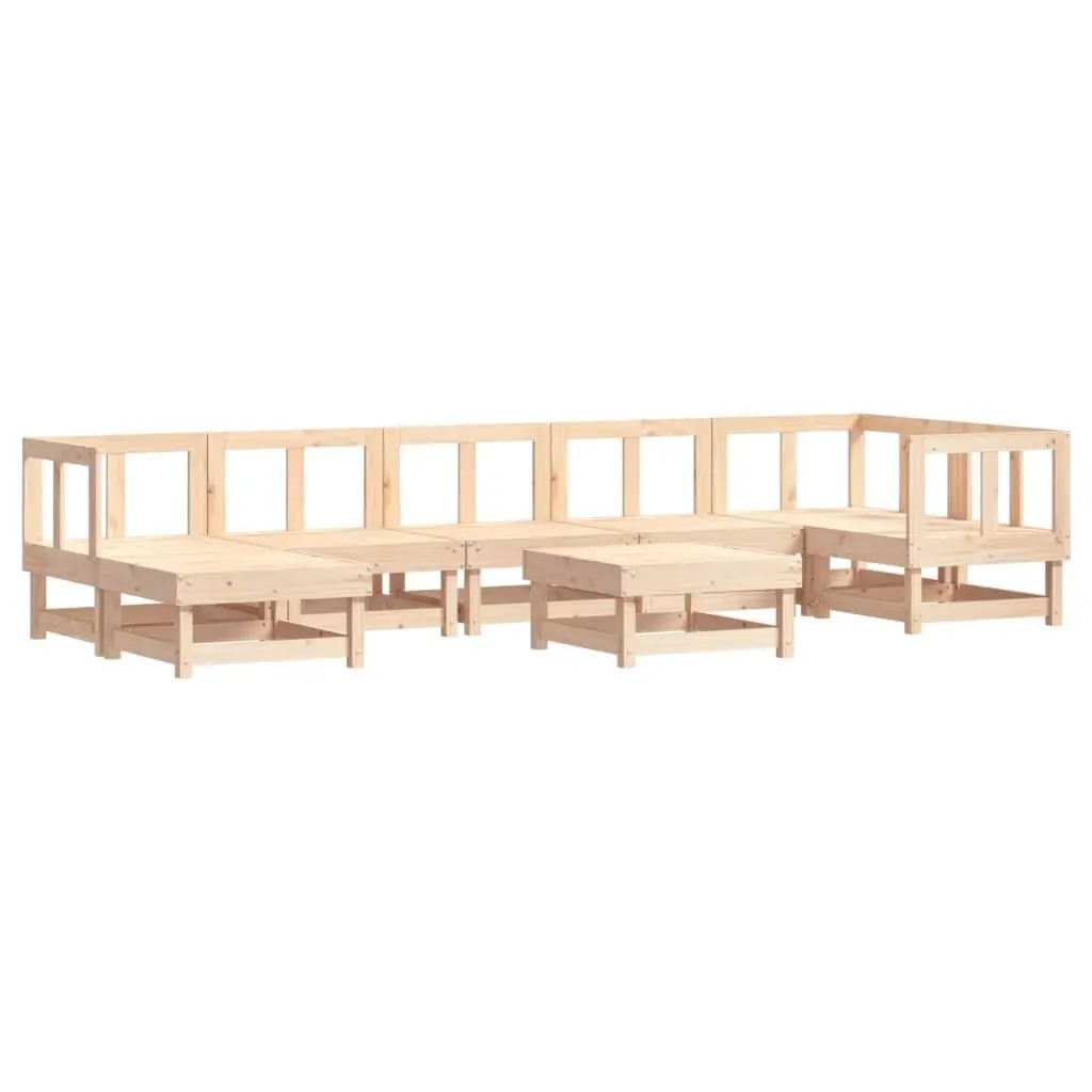 8 Piece Patio Lounge Set Solid Wood Pine Outdoor Furniture