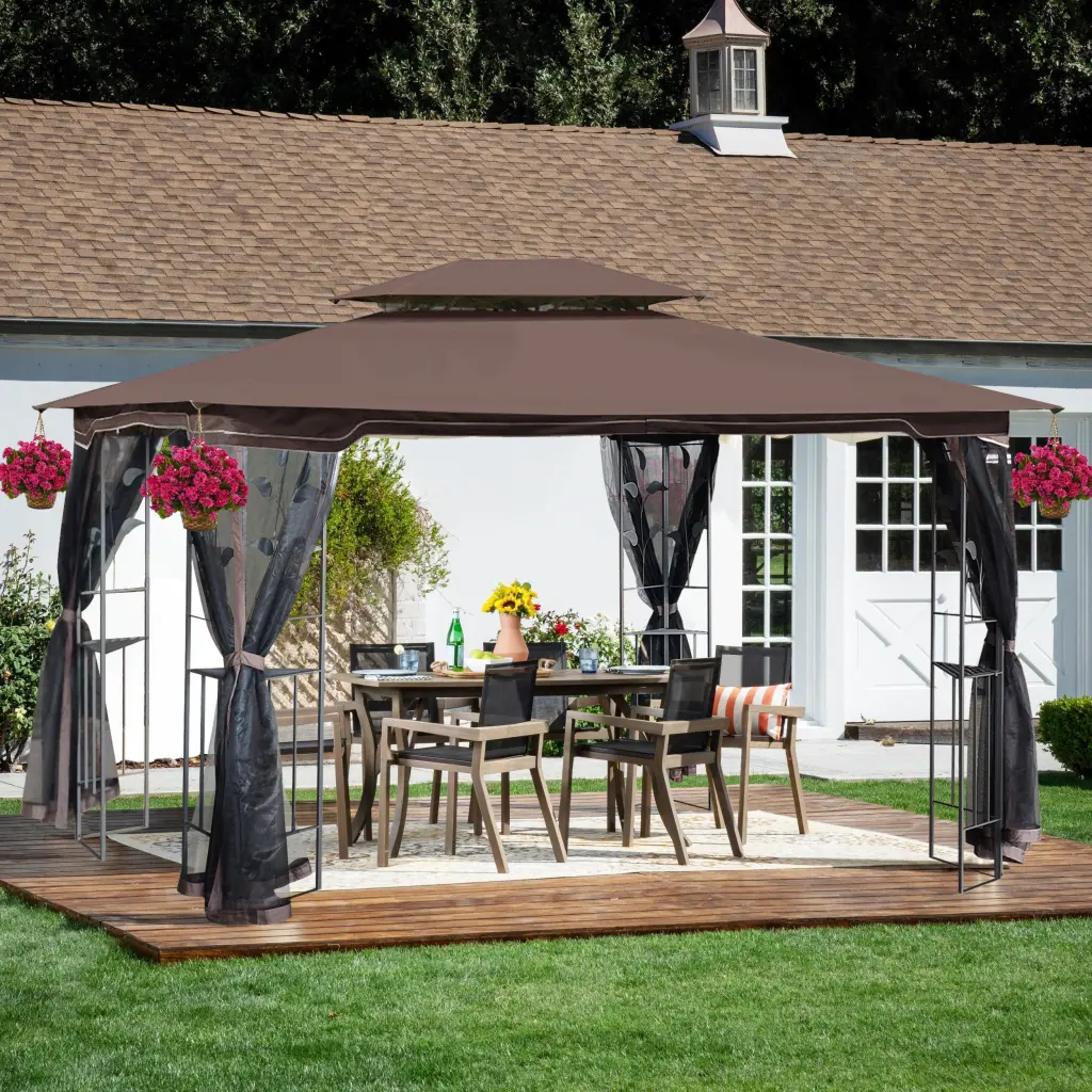 13X10 Outdoor Patio Gazebo Canopy Tent Ventilated Double Roof And Mosquito Net bei you