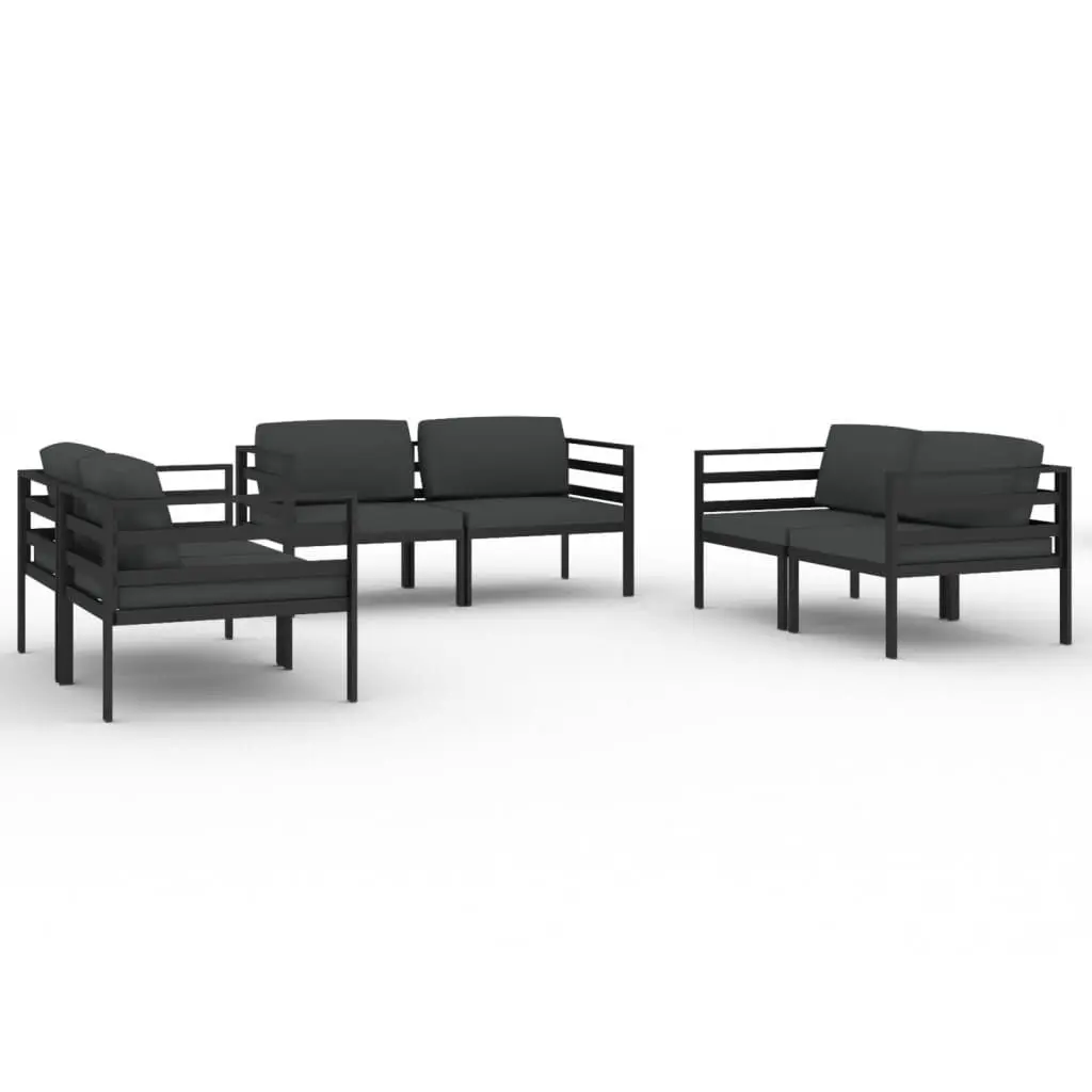 6 Piece Patio Lounge Set Cushions Aluminum Anthracite Outdoor