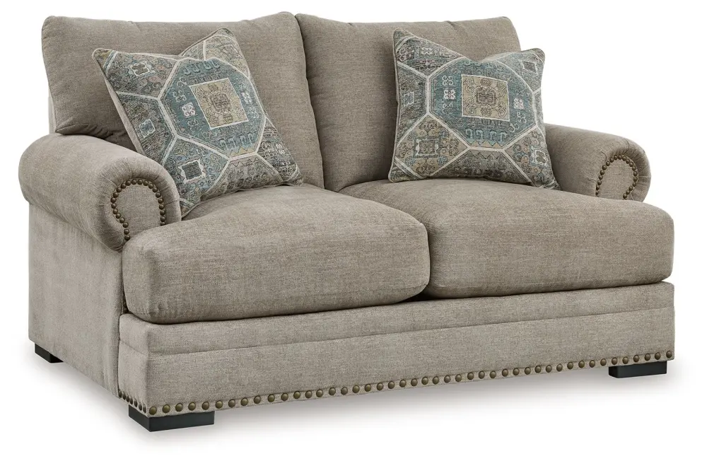 Galemore - Loveseat - Quarry Cup Holder & Side Table