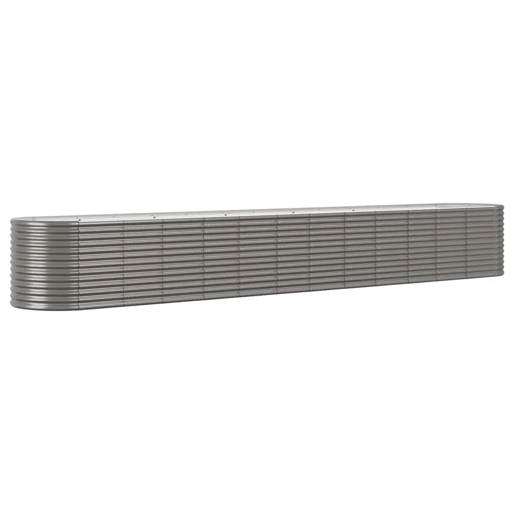 Patio Raised Bed 201.6x31.5x26.8 Inches Powder-coated Steel Gray Deep Planter Box