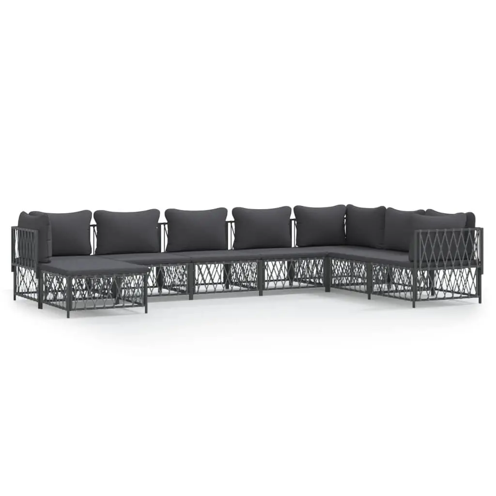 8 Piece Patio Lounge Set Cushions Anthracite Steel Outdoor Furniture
