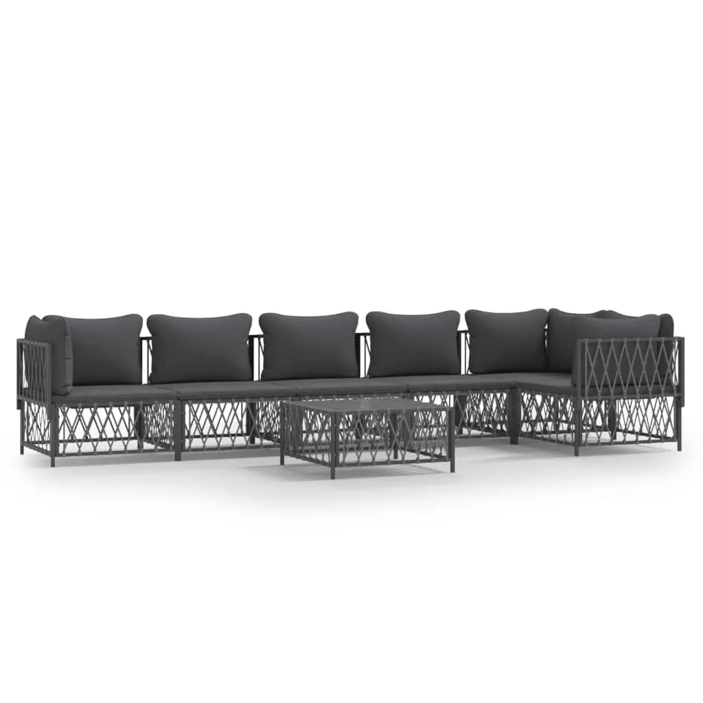 7 Piece Patio Lounge Set Cushions Anthracite Steel Outdoor Furniture
