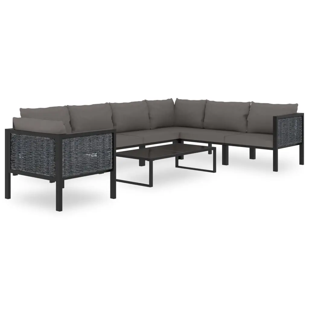8 Piece Patio Lounge Set Cushions Poly Rattan Anthracite Outdoor Seating