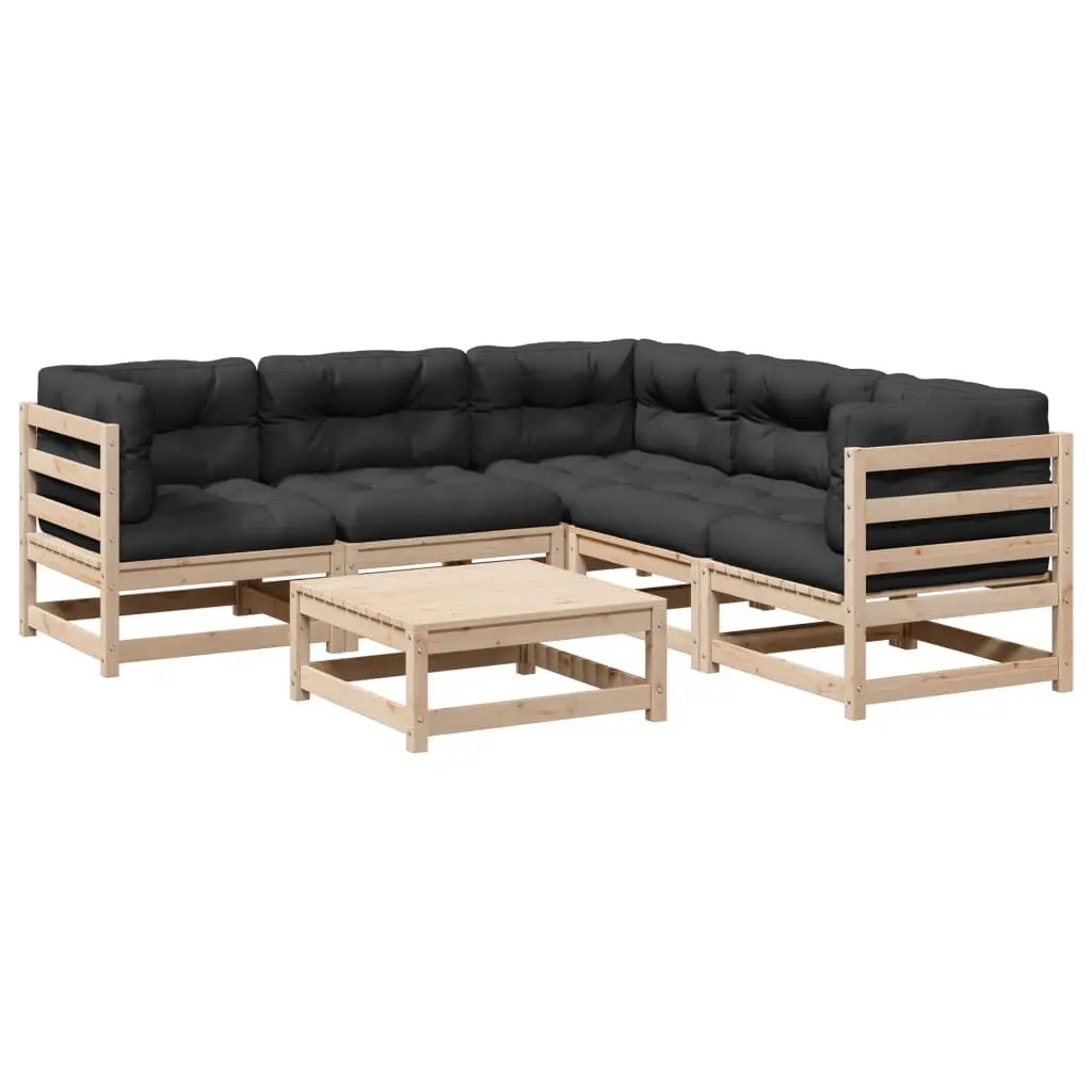 6 Piece Patio Sofa Set Cushions Solid Wood Pine Outdoor Furniture