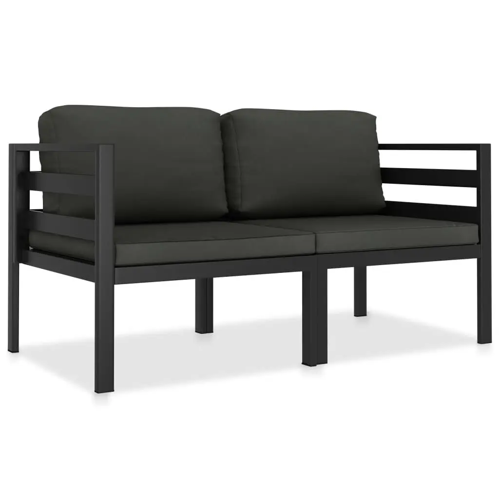 2 Piece Patio Sofa Set Cushions Aluminum Anthracite Outdoor Furniture