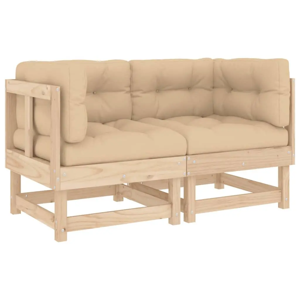 2-Piece Corner Sofas Cushions Solid Wood Pine Outdoor Patio Furniture