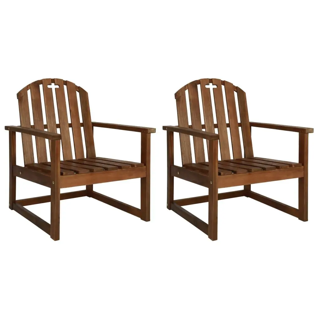 2-Piece Solid Acacia Wood Patio Sofa Chairs Outdoor Lounge Set