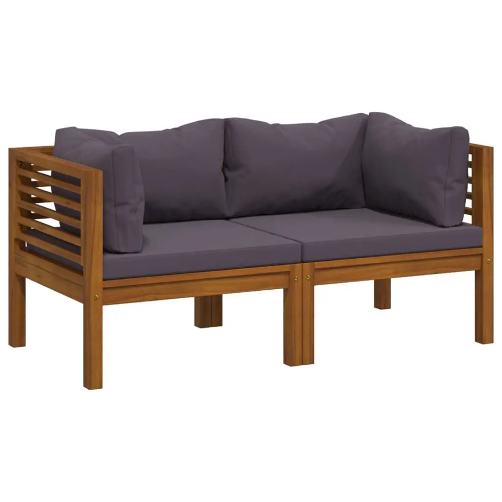 2-Seater Patio Sofa Cushion Solid Acacia Wood Outdoor Furniture