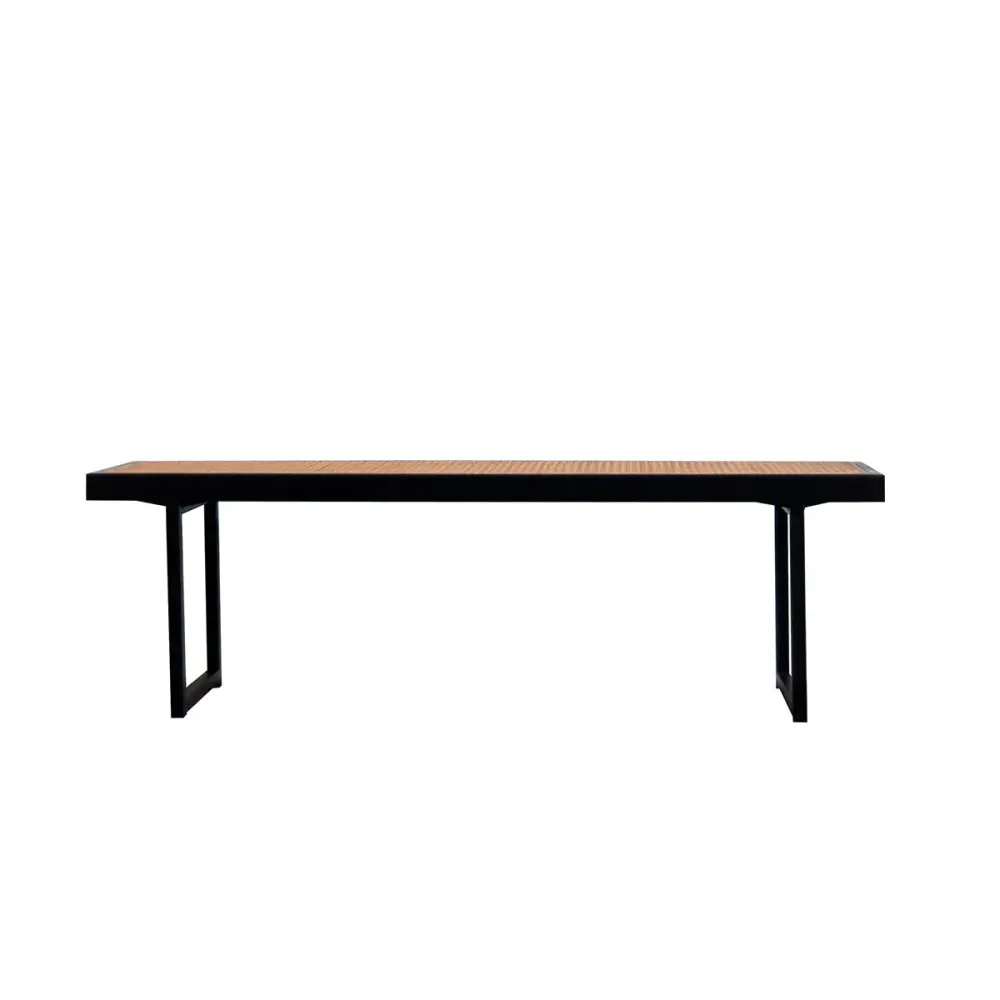 Folding Chaise Bench reed - Marco - Black/Natural Rattan