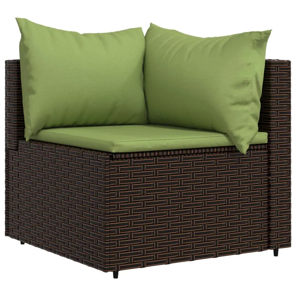 Patio Corner Sofa Cushions Brown Poly Rattan Outdoor Furniture