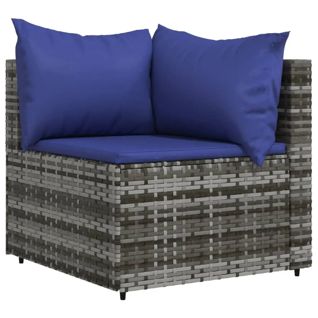 Patio Corner Sofa Cushions Gray Poly Rattan Outdoor Furniture