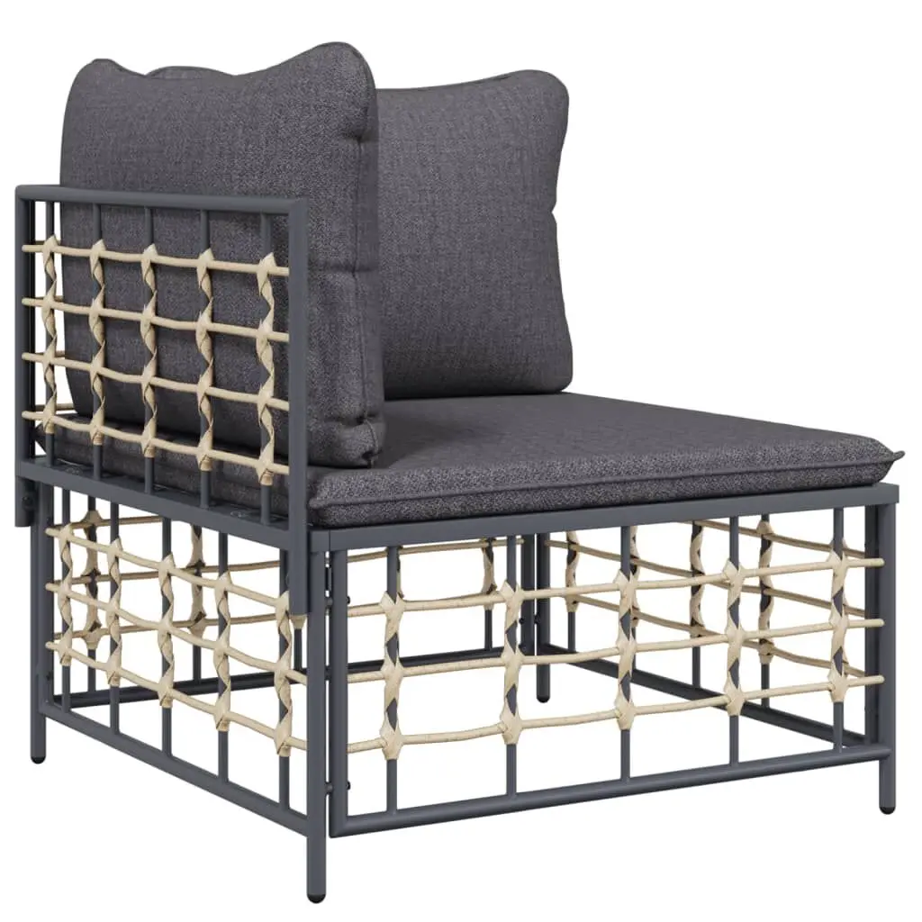 Patio Corner Sofa Dark Gray Cushions Poly Rattan Outdoor Lounge