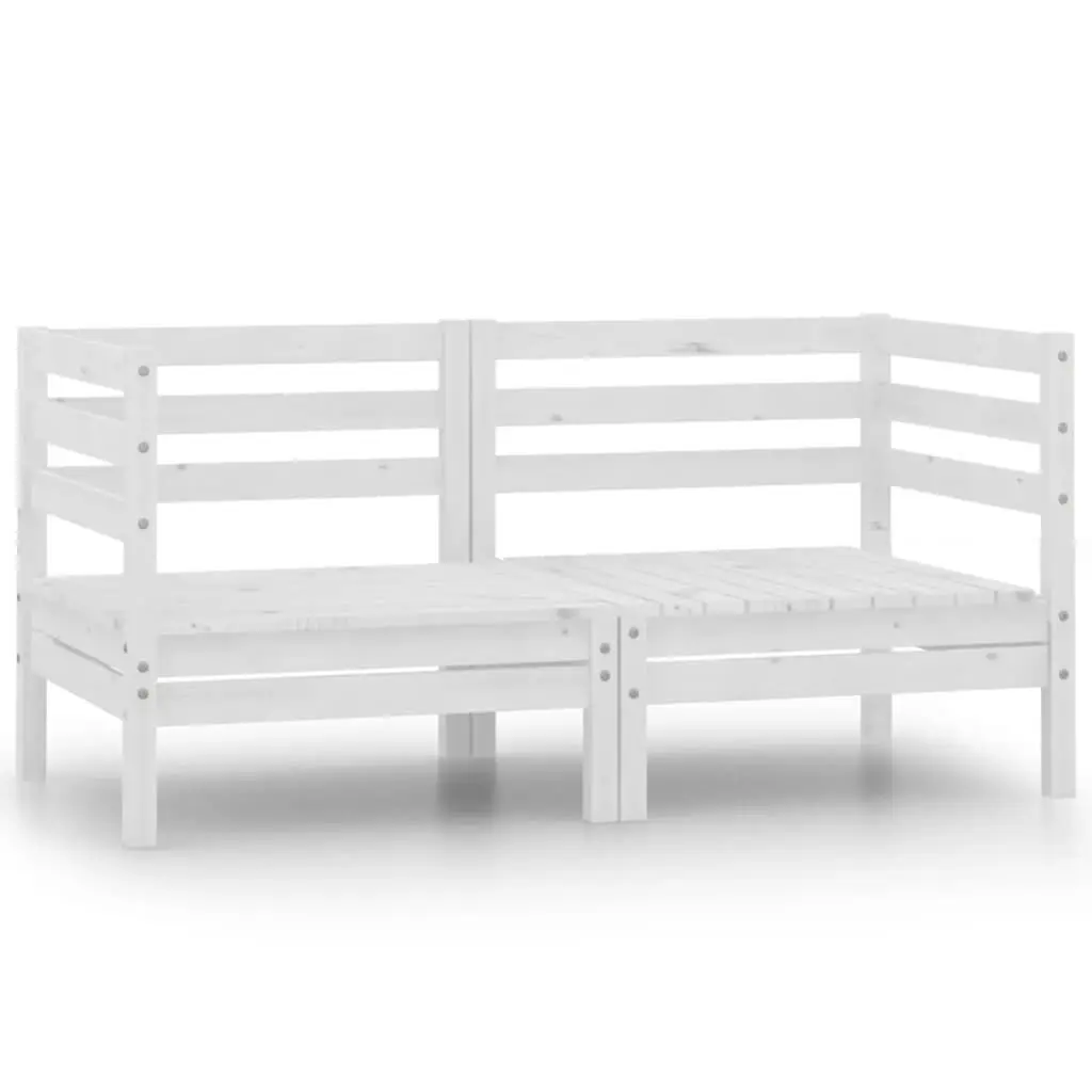 Patio Corner Sofas 2 Pieces White Solid Wood Pine Outdoor Furniture