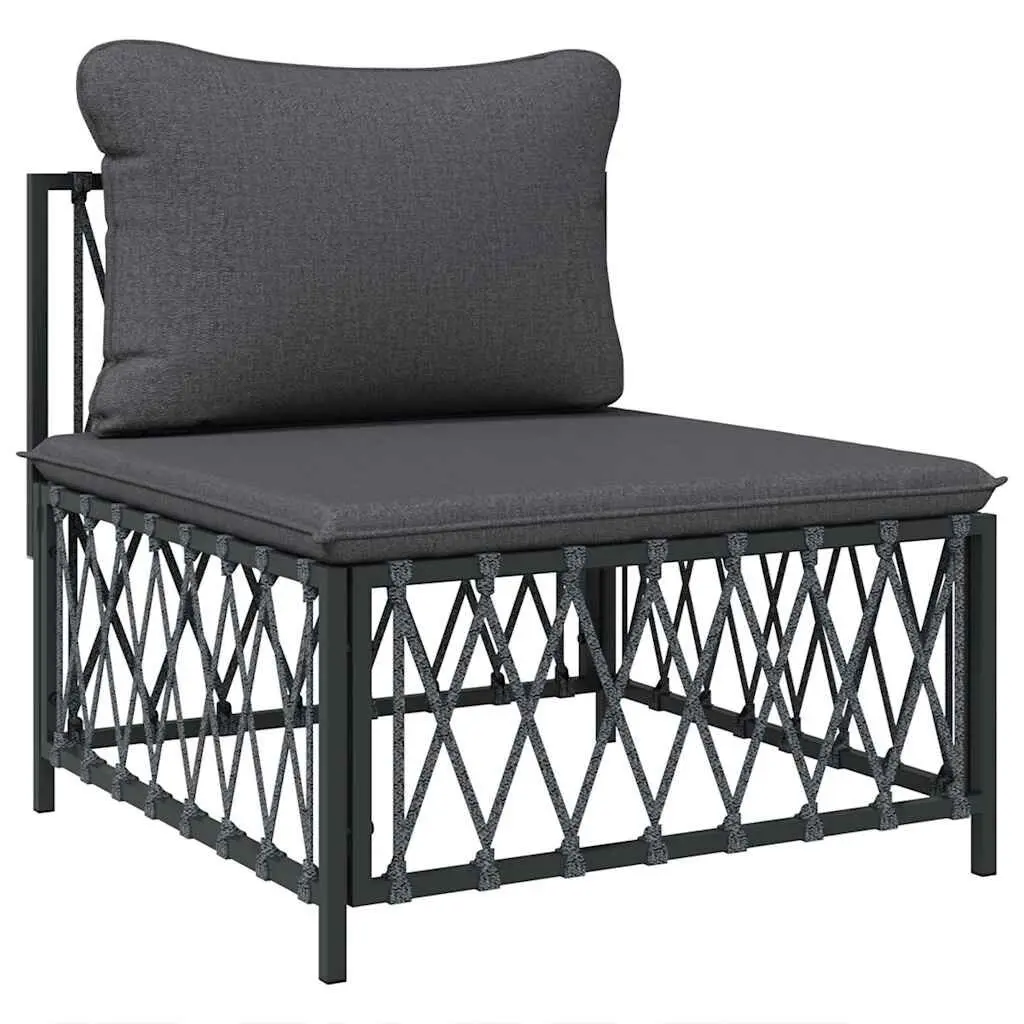 Patio Middle Sofa Cushions Anthracite Woven Fabric Outdoor Furniture
