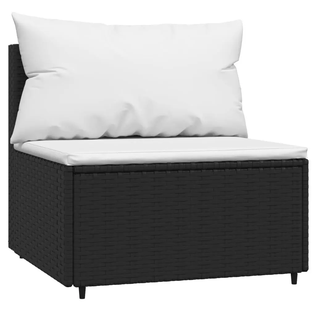 Patio Middle Sofa Cushions Black Poly Rattan Outdoor Furniture