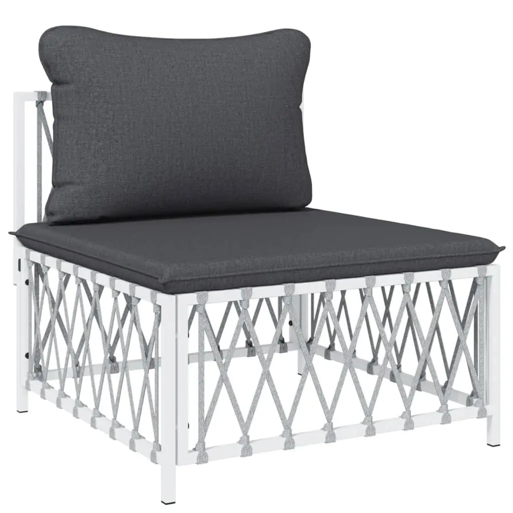 Patio Middle Sofa Cushions White Woven Fabric Outdoor Furniture