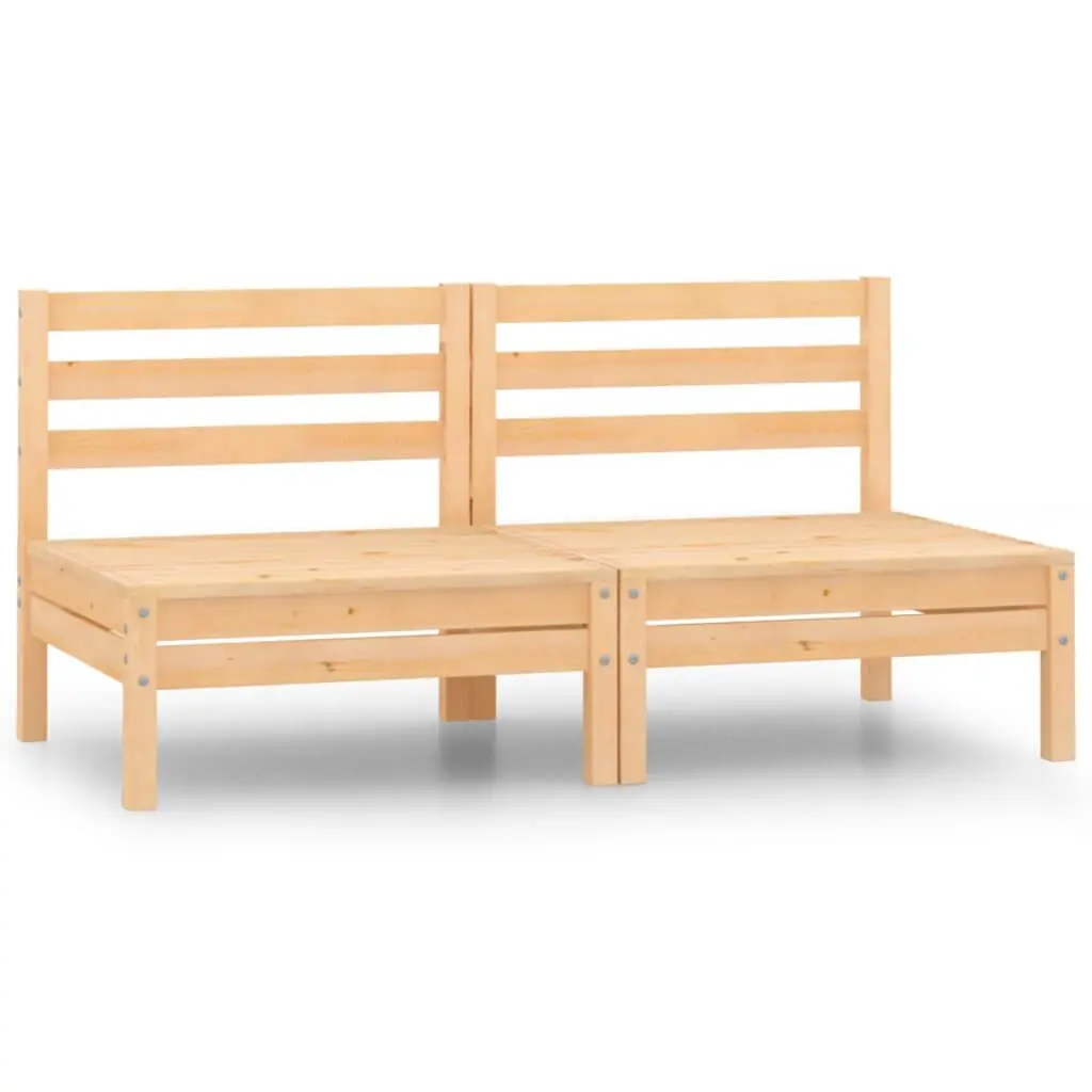 Patio Middle Sofas 2 pcs Solid Wood Pine Outdoor Furniture Set
