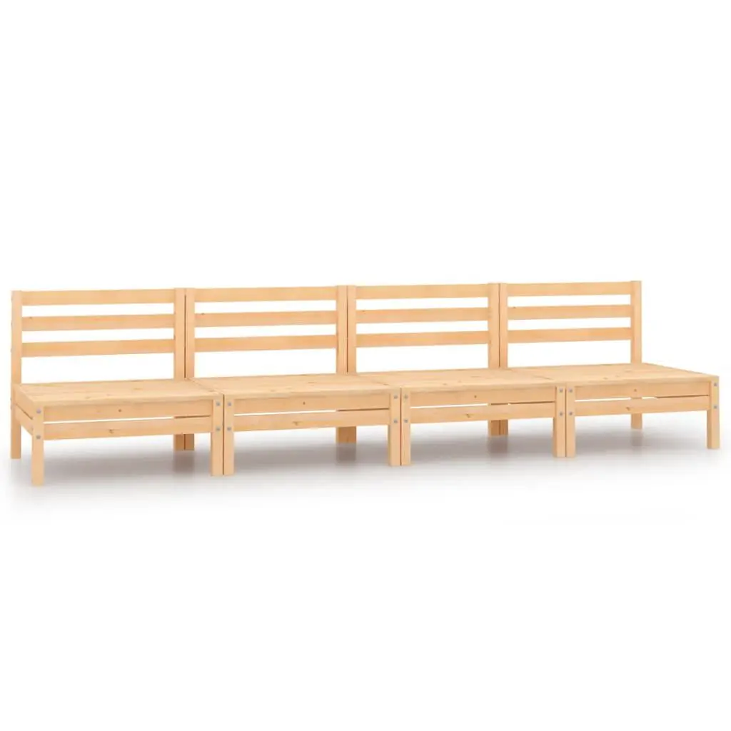 Patio Middle Sofas 4 Pieces Solid Pinewood Outdoor Furniture
